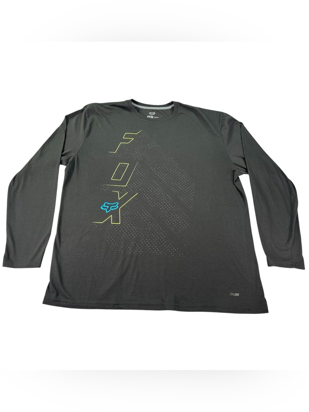 Fox Racing TruDri Tech Long Sleeve Shirt Men’s XL Black Neon MTB Motocross